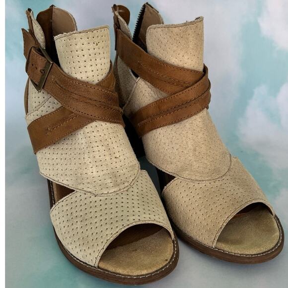 Roan Shoes - Roan Bed Stü Natali Peep Toe Booties - Size 9.5, Genuine Leather, 3" Heels